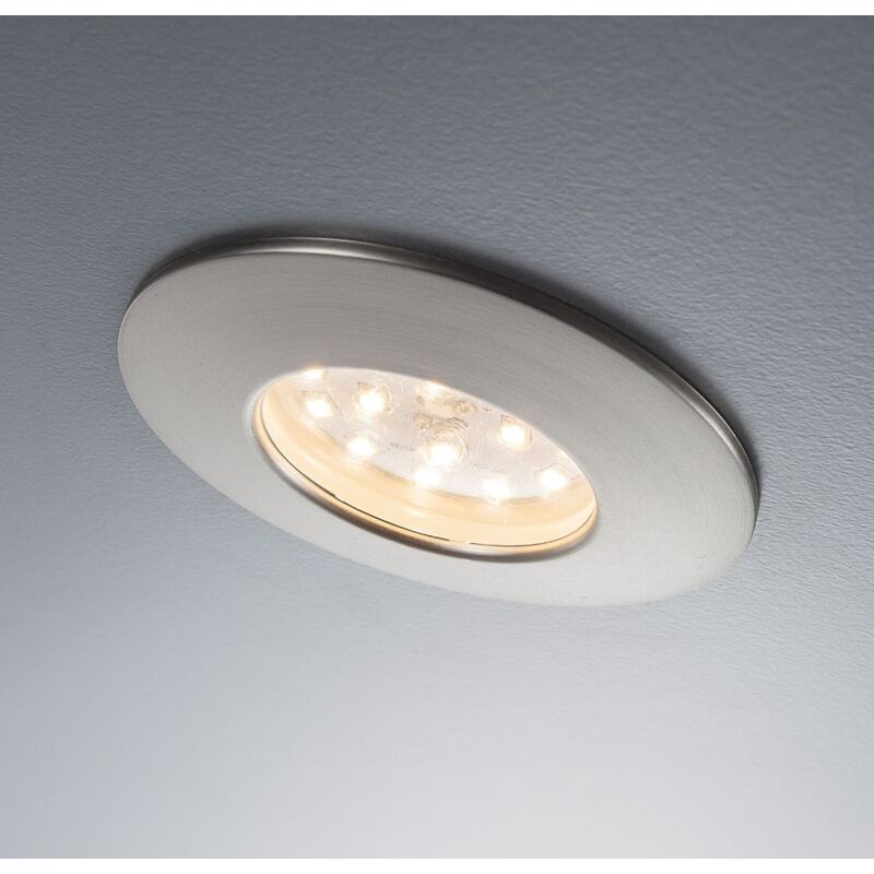 Faretti LED da incasso, luci LED integrate 5W, diametro foro 60mm, faretti  per bagno ultrasottili da soffitto, luce calda, illuminazione da interno,  set da 3/6, plastica color nickel opaco, 230V IP44
