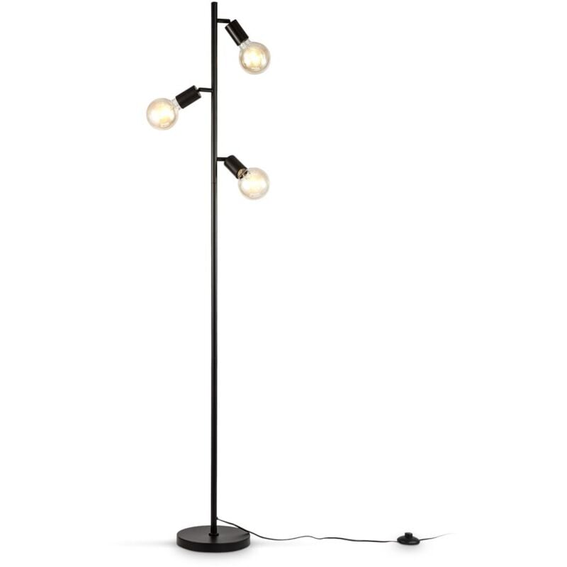 Lampada da Terra Legno Treppiede, Lampada Piantana Led con Interruttore a  Pedale, Lampada da Pavimento Vintage, Lampada a Stelo con Lampadina E27 e  Pa