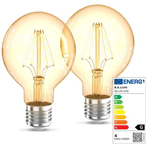 B.K.Licht Set di 2 G80 Edison lampadina d'epoca I E27 4W 2200K 320lm I bianco caldo I lampadina a LED I lampadina a LED I lampadina retrò I filamento