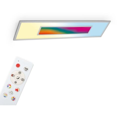 Telefunken - Pannello LED RGB, plafoniera LED CCT, plafoniera RGB centroluce, effetto arcobaleno, telecomando, dimmerabile, colore argento, 1195x295x65mm (1/5)