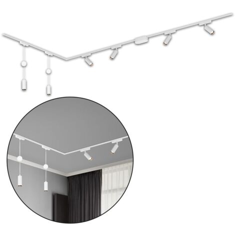 Sistema di binari Briloner Luxtrail, 4x faretti LED, 2x pendenti LED, a L, bianco