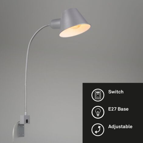 Lampada Da Soffitto A Stelo MeineWunschleuchte Con Lampada Da Lettura Flessibile - Altezza 180 Cm, Paralumi In Vetro, LED Inclusi, 940 Lumen, Bianco Caldo, Colore Argento Opaco