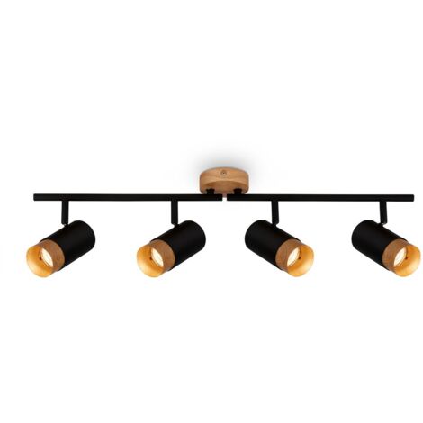 Faretto, nero, con legno, escl. 4xGU10/max.9W (1/5)