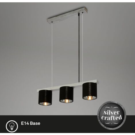Briloner Leuchten LURI - Lampade a sospensione - 4736034 - Regolabile in altezza - Silver-Crafted - Legno - Attacco E14 max. 25 Watt - 3 luci - 65 x 15 x 136 cm (1/5)