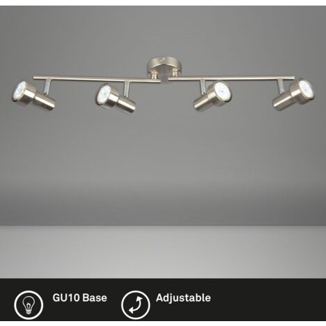 Litecraft Frank Spot Bar 4 Luci GU10 A Soffitto - Nichel Nero Con Lampadine LED