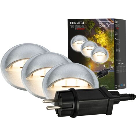CONNECT TO SHINE Set iniziale teak con 3 faretti da incasso a LED, IP65 (1/5)
