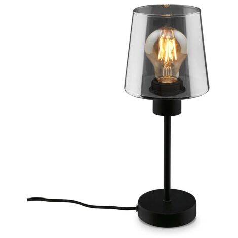 Lampada da tavolo, nera, vetro fumé, 1xE27/max.10W (1/5)