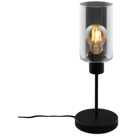 Lampada da tavolo, nera, vetro fumé, 1xE27/max.10W (1/5)