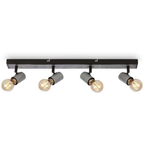 Lampada da soffitto Spot orientabile 4xE27 60W IP20 argento anticato metallo Briloner (1/5)