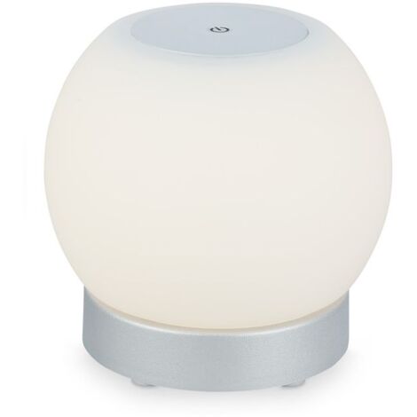 Lampada da tavolo a LED ricaricabile dimmerabile in vetro senza fili con funzione touch 3W cromata Ø16cm Briloner (1/5)