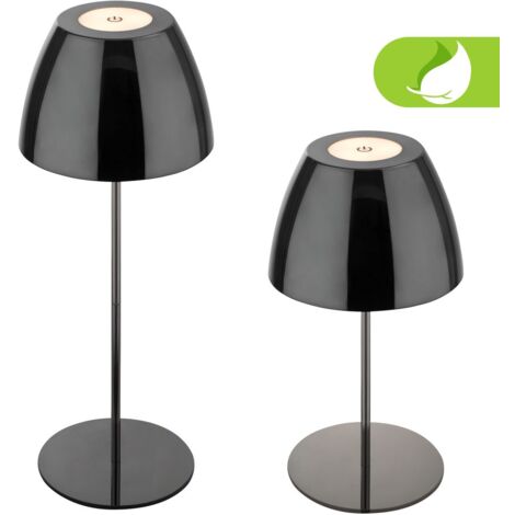 Briloner Serina LED lampada da tavolo a batteria IP44, dimmerabile, touch, nero-cromo (1/5)