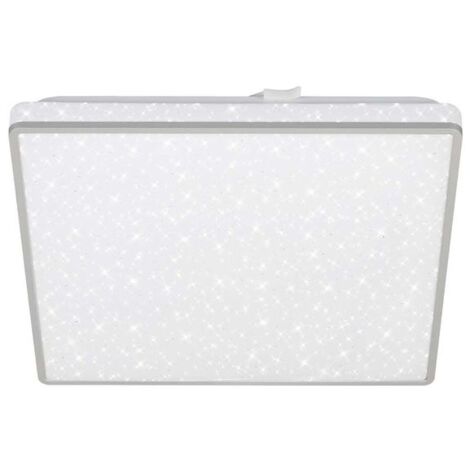 BRILONER - Plafoniera LED con cielo stellato, plafoniera LED decorazione a stella, effetto retroilluminazione, piatto, luce bianca neutra, 270x270x45 mm, cromo opaco (1/5)