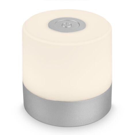 BRILONER - Mini lampada da tavolo LED ricaricabile IP44, dimmerabile a passi, touch, luce mobile, lampada da tavolo LED per esterni, altezza 7 cm, argento