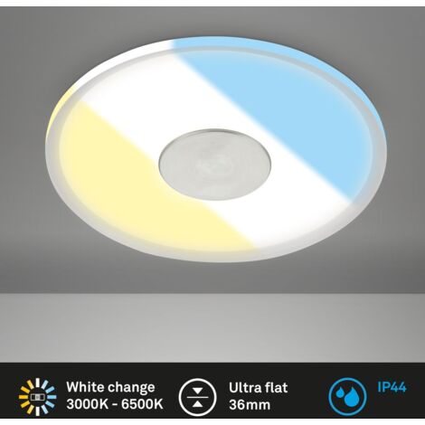 BRILONER VERRE LED faretto da incasso per bagno, IP44 protezione dagli spruzzi d'acqua, selettore temperatura colore CTS, design piatto, colore argento, 12 x 3,6 cm