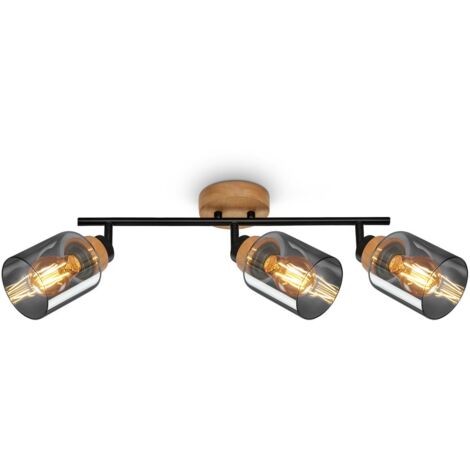 Hema Barra Briloner 3xE27 Legno-Nero-Vetro Smoke