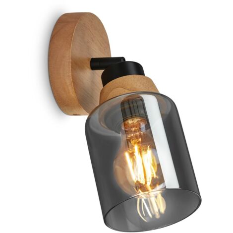Hema Spot Briloner 1xE27 Legno-Nero-Vetro Smoke