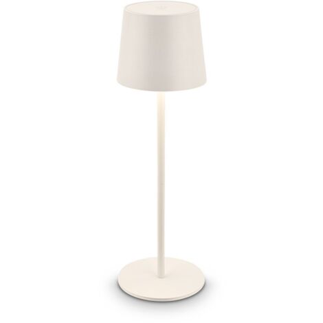 Briloner BOTA Lampada da tavolo LED senza fili IP44, dimmerabile, touch, batteria ricaricabile, protezione dagli spruzzi d'acqua, bianco antico, Ø11 x 33 cm