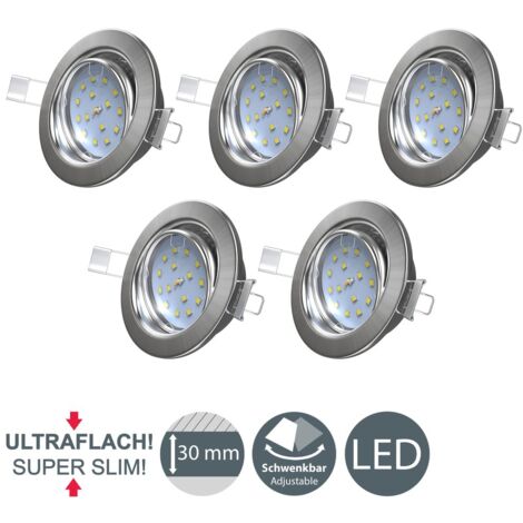 B.K.Licht Faretti LED ad incasso orientabili, moduli con LED integrati 5W,  400Lm, diametro foro 68mm