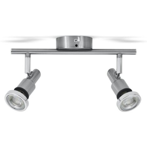 B.K.Licht Plafoniera Con Faretti LED Da Soffitto Orientabili, Luce Calda, Include 6 Lampadine GU10 Da 3W, Lampada Moderna Da Soffitto Per Cucina, Salotto, Metallo Color Argento-titanio