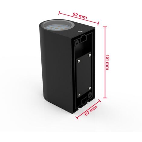 Applique LED da esterno IP44 nero moderno con 2 GU10 5W 400lm, luce bianca calda 3000K, luce verso l'alto e verso il basso, impermeabile, doppio fascio di luce