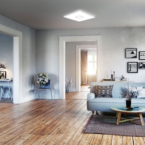 B.K.Licht Plafoniera LED ultra sottile, luce bianca naturale 4000K, 2400 Lm, LED integrati 18W, alta 2.8cm, quadrata lato 29.3cm, lampada da soffitto per cucina o sala da pranzo, plastica, IP20, 230V
