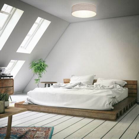 B.K.Licht Plafoniera in tessuto, Lampada da soffitto diametro 38cm, color grigio-talpa, attacco per 2 lampadine E27 non incluse, Lampadario moderno per salotto o camera da letto, IP20