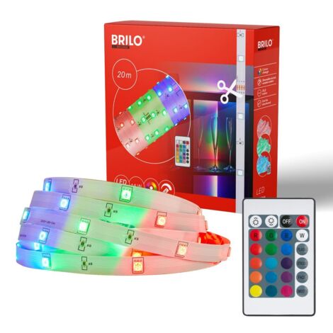 Briloner LED Strip 20m, telecomando, modalità colore RGB, bianco (1/5)