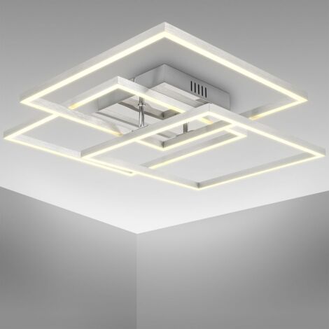 B.K.Licht Plafoniera LED da 40W, 2 cornici orientabili, luce calda 3000K, lampada da soffitto per ufficio Frame, colore cromato-alluminio spazzolato (1/5)