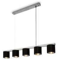 Briloner Leuchten LURI - Lampade a sospensione - 4736054 - Regolabile in altezza - Silver-Crafted - Legno - Attacco E14 max. 25 Watt - 5 luci - 110 x 15 x 136 cm