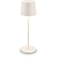 Briloner BOTA Lampada da tavolo LED senza fili IP44, dimmerabile, touch, batteria ricaricabile, protezione dagli spruzzi d'acqua, bianco antico, Ø11 x 33 cm