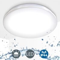 B.K.Licht Plafoniera LED, lampada da soffitto o parete per bagno, luce bianca naturale 4000K, LED integrati 12W, 1200Lm, Ø29cm, resistente agli schizzi d’acqua IP44, plafoniera moderna, plastica 230V