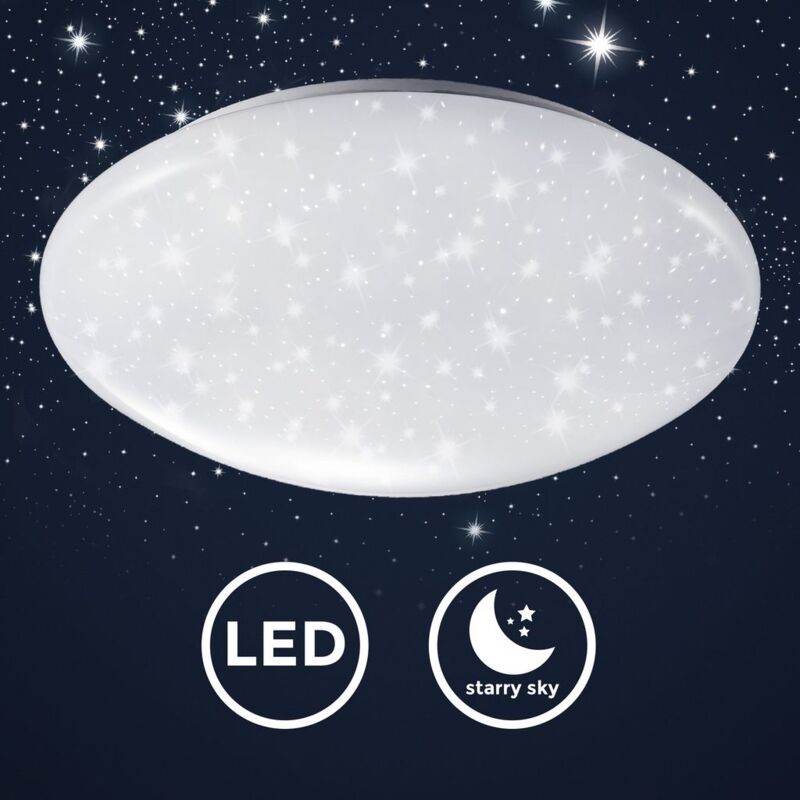 Lámpara de techo LED, decoración de cielo estrellado, lámpara de techo con luz blanca 4.000K 1.200lm, Ø28cm, LED integrado de 12W, lámpara de salón o dormitorio de bajo consumo, plástico, IP20