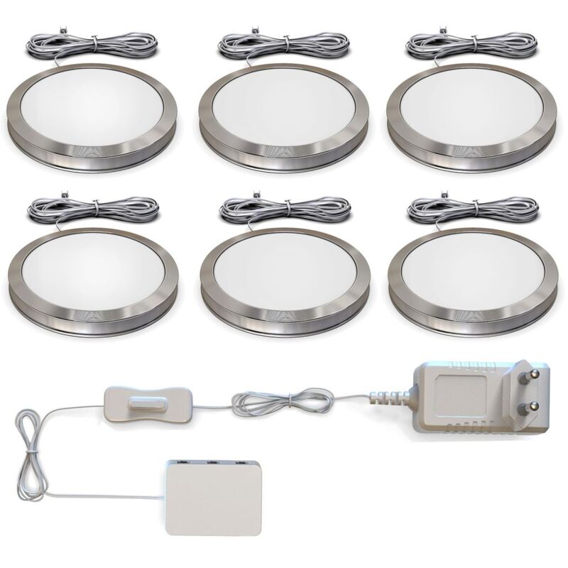 Luz Mueble Cocina I Juego de 6 luces de gabinete I 6x1,8W I 170lm 3000K blanco cálido I Lámparas LED I Accesorios para vitrinas I Downlight de B.K.Licht