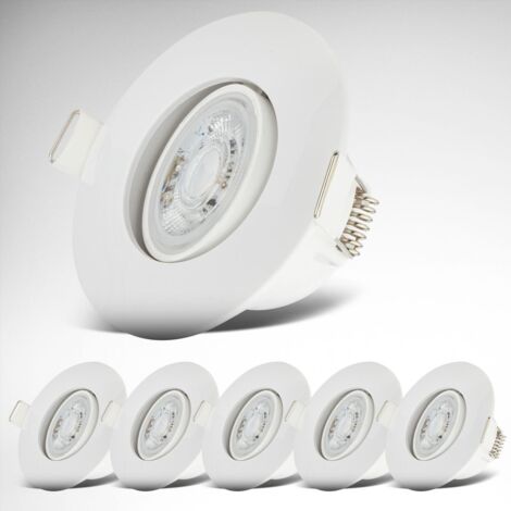 B.K.Licht - Juego de 6 focos empotrables LED 230V, focos LED orientables  para el baño IP65, focos de techo LED, focos LED, focos de techo, lámpara  de baño, 9 x 4,2 cm (DxH), blanco