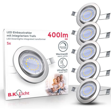 Juego de 3 Focos LED Empotrables Regulables Regulables, GU10, 5W