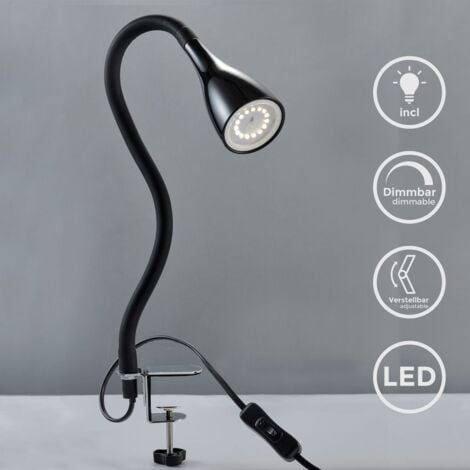B.K.Licht - Flexo LED con pinza, para escritorio, luz de lectura con  iluminación regulable de 3