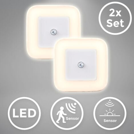 Luz nocturna con sensor de movimiento LED, Set de 2 Lámparas 65x65x30mm, Luz de enchufe para Niños, Ideal para Dormitorio Pasillo Baño Habitación de Bebé Cocina Garaje