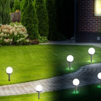 B.K.Licht set de 8 lámparas solares para jardín I Ø 10 cm I sensor crepuscular I 6.500 blanco frío I encendido/apagado automático I bola de LEDs I lámpara de exterior IP44