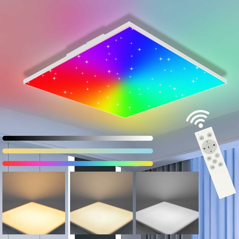 ZMH Deckenlampe LED Deckenleuchte Dimmbar: 18W RGB Farbwechsel  Wohnzimmerlampe Sternenhimmel Panel Flach 30CM Modern Schlafzimmerlampe mit  Fernbedienung für Wohnzimmer Schlafzimmer Küche Büro