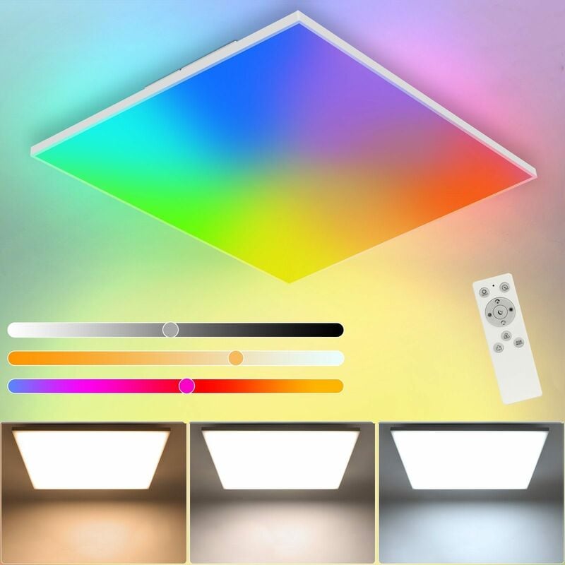 mit 3000-6500K ZMH Schlafzimmer LED 32W Fernbedienung Wohnzimmer Deckenleuchte Badezimmer Deckenlampe Küche - Farbwechsel Panel Eckig RGB für Dimmbar