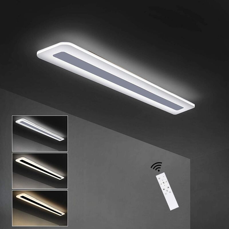 ZMH LED Deckenleuchte Panel dimmbar mit Fernbedienung weiße Bürolampe aus  Metall und Acryl moderne Wohnzimmerlampe flache Deckenlampe geeignet auch  für Flur Schlafzimmer Küche Balkon 60CM - 23W