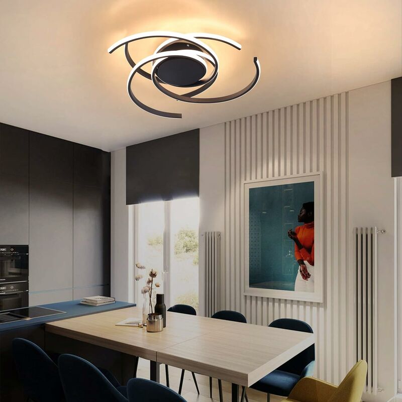 ZMH Deckenleuchte LED Deckenlampe Wohnzimmer Schwarze Küchenlampe mit 3  Ringe 3000K Warmweiße Licht für Schlafzimmer Flur 36W Innen Beleuchtung  Modern Design Deckenbeleuchtung [Energieklasse A++]