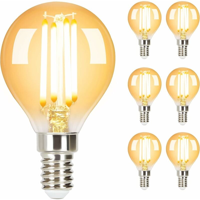 ZMH 6 Stück LED Gluehbirne E14 Vintage Lampe - G45 Leuchtmittel edison  Light Bulb 2700K 4W Glühlampe Warmweiß Filament Retro Birne Glas Antike  Energiesparlampe für Haus Hotel Bar Cafeu
