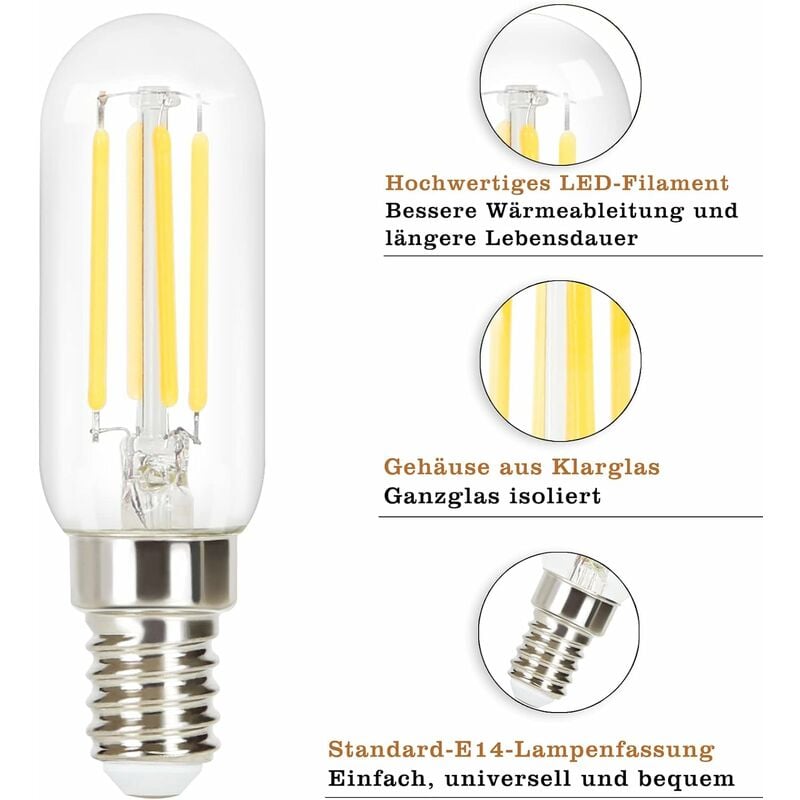 ZMH 4 Stück LED Gluehbirne E14 Vintage Lampe - T25 Leuchtmittel