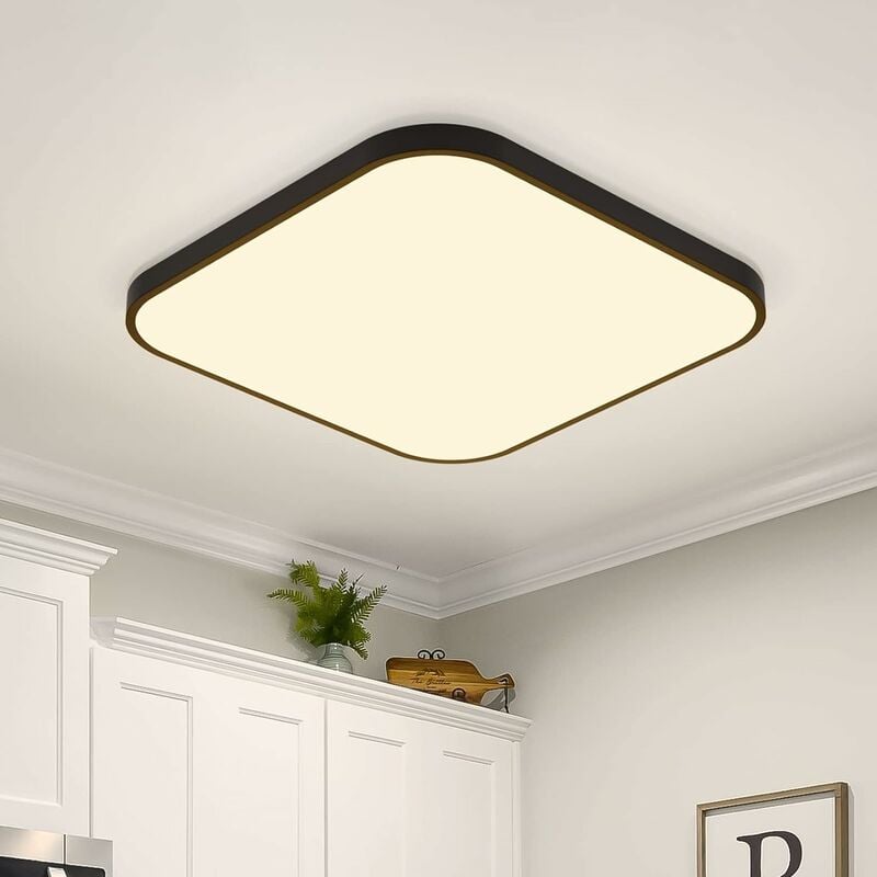 - IP44 LED Deckenbeleuchtung ZMH - Schwarz Deckenleuchte Küche Schlafzimmerlampe Deckenlampe Schlafzimmer 27cm für Badezimmerlampe Quaradtisch Flurlampe Wasserdicht 19W Warmweiß Flach - Badezimmer