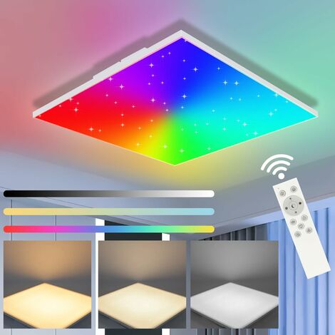 ZMH Deckenlampe LED Deckenleuchte Dimmbar: 18W RGB Farbwechsel  Wohnzimmerlampe Sternenhimmel Panel Flach 30CM Modern Schlafzimmerlampe mit