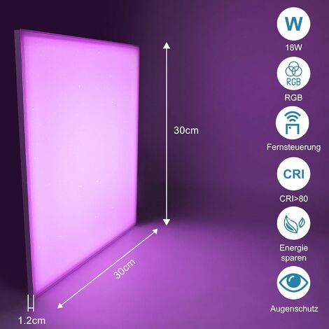 ZMH Deckenlampe LED Deckenleuchte Dimmbar: 18W RGB Farbwechsel  Wohnzimmerlampe Sternenhimmel Panel Flach 30CM Modern Schlafzimmerlampe mit