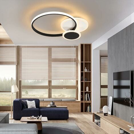 ZMH Deckenlampe LED Deckenleuchte Wohnzimmer dimmbar Modern Design  Schlafzimmerlampe Schwarz weiß aus Eisen Aluminium und Acryl