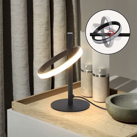 ZMH Tischlampe LED Bett Tischleuchte Ringe 3000K Warmweiß Nachttischlampe Touch Dimmbar - Drehbaren Schlafzimmer Nachttischleuchte 6W für