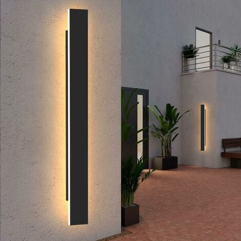 ZMH Wandleuchte LED aussen Wandlampe - 32W Aussenleuchte schwarz 3000K IP65  Wasserdicht lange Aussenlampe 100CM Villa Aussenwandleuchte aus Acryl  Aussenbeleuchtung für Hauswand Gärten Terrasse